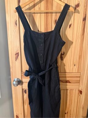 Everlane black linen romper